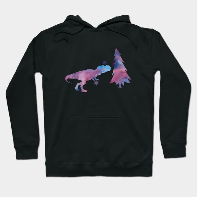 Dinosaur Trex Winter Art With Snowflakes Hoodie by BittenByErmines